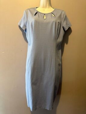 Talbots Powder Blue Short-Sleeve Keyhole Sheath Dress 8